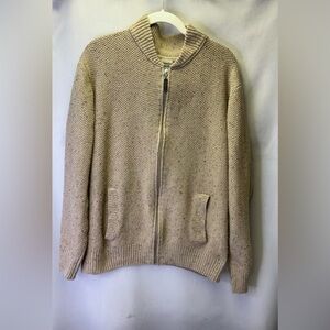 Scandia Woods Vintage Knit Sweater, Full Zip, Men’s Large Color Speckled Sand